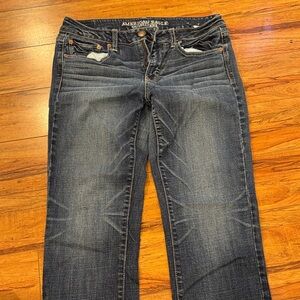 American Eagle Outfitters Women's Dark Blue Straight Leg Jeans